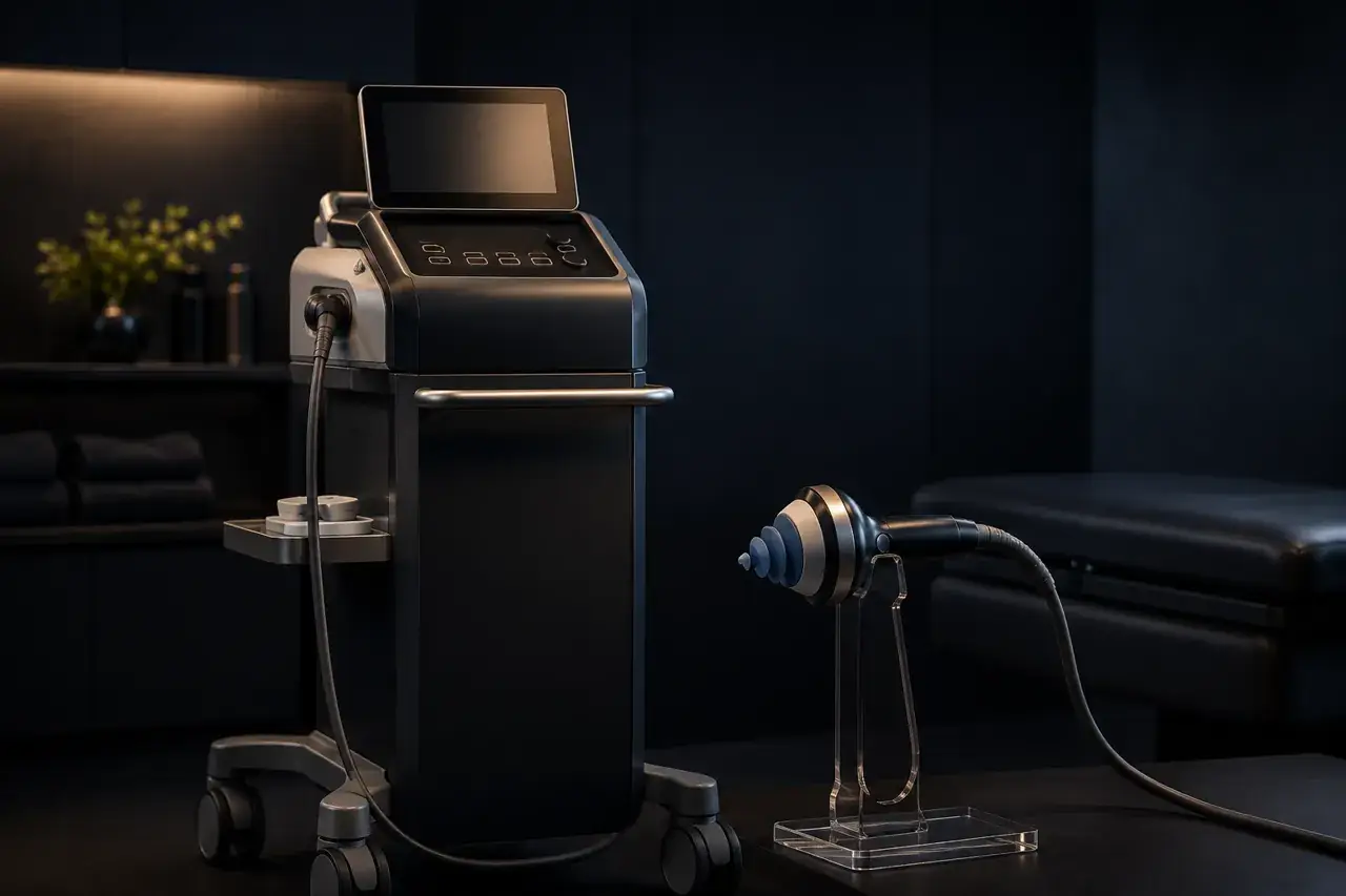 PiezoWave² focused linear shockwave device used in the Menhancements Performance Programme, Manchester clinic